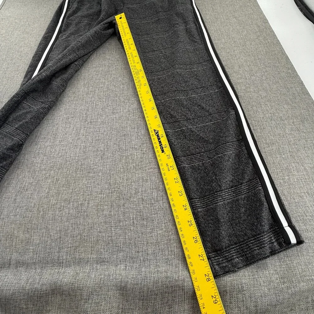 Mens Jack & Jones Plaid Pants Gray Black White Side Stripe Trousers 32x34 casual